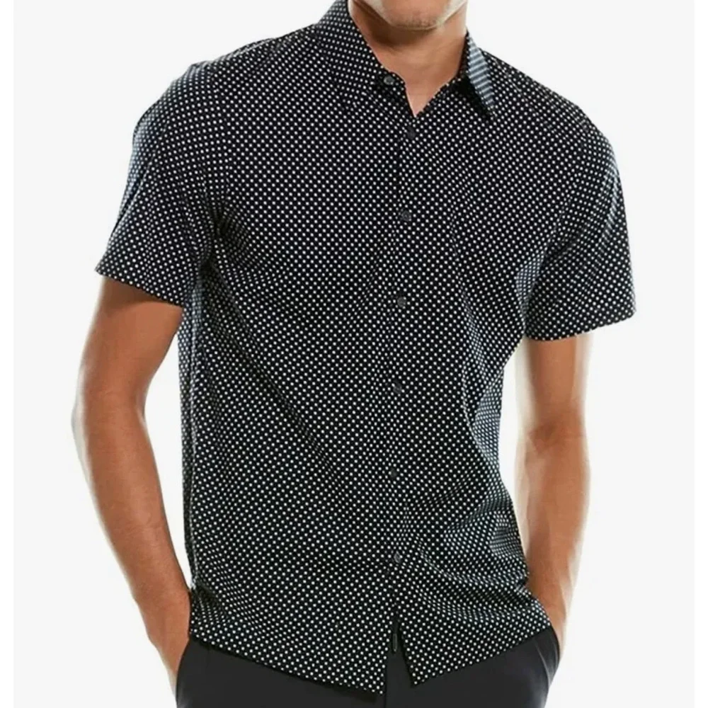 NWT Theory Irving Witan Slim Fit Short Sleeve Button Down Men’s Shirt Size Large - Picture 1 of 12